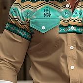 Men's Cowboy Western Shirt Button Up Shirt Cowboy Shirt Long Sleeve ...
