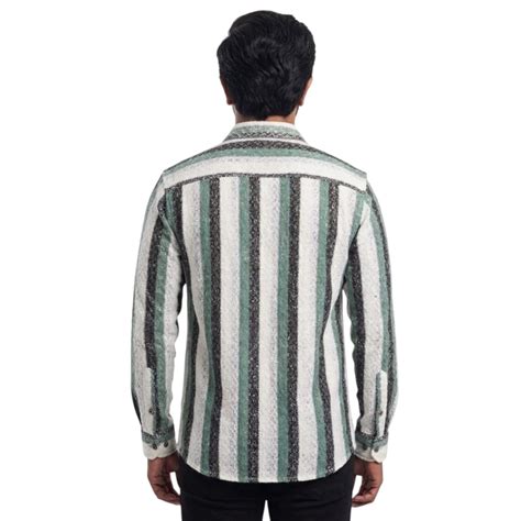 Shopia Men Relaxed Fit Spread Collar Vertical Stripped Casual Shirt ...