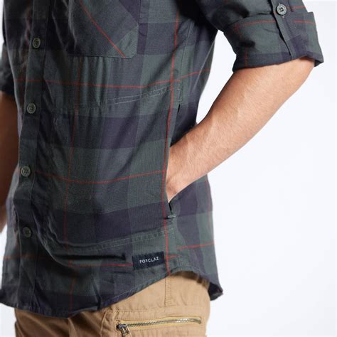 Men Checked Full Sleeve Light Flannel Shirt Dark Green - Travel 500