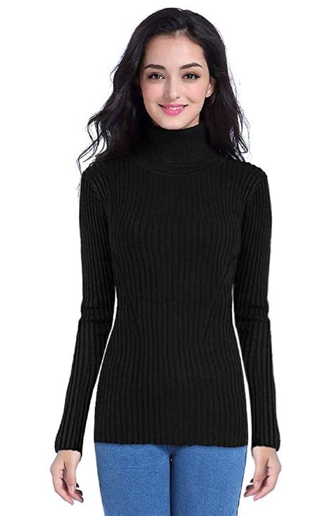 Buy DENIMHOLIC Women's Cotton Turtle Neck Sweater (in, Alpha, S, Black ...