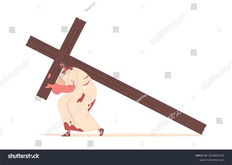 Jesus Christ Character Burdened Weight Cross Stock Vector (Royalty Free) 2576831551 | Shutterstock