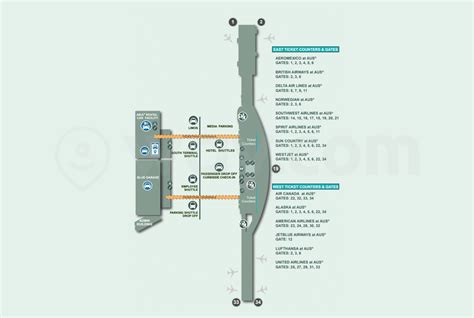 Austin-Bergstrom International Airport Map – AUS Airport Parking Map