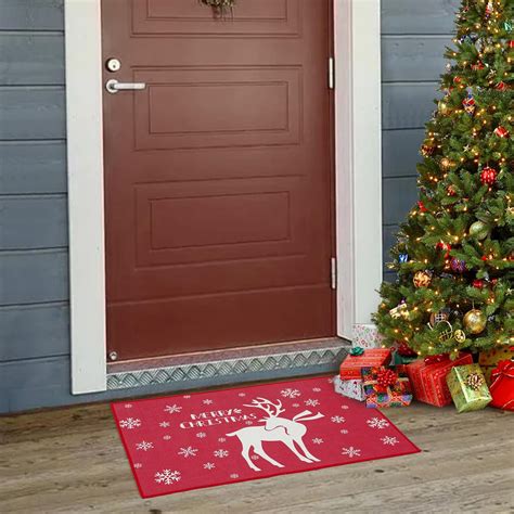 The Holiday Aisle® Christmas Welcome Doormat Red Deer Holiday Door Mat ...