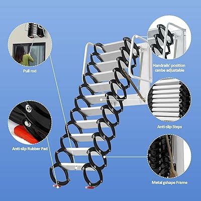 Folding Attic Ladder Pull Down System 12 Steps, India | Ubuy