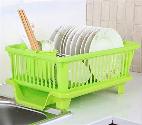 Buy Homeor 3 in 1 Durable Plastic Sink With Large Dish Rack Drainer ...