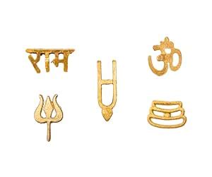 DEV POOJA STORE Pack of 5 Metal Tilak Stamp U Shape Tilak Stamp/Trishul ...