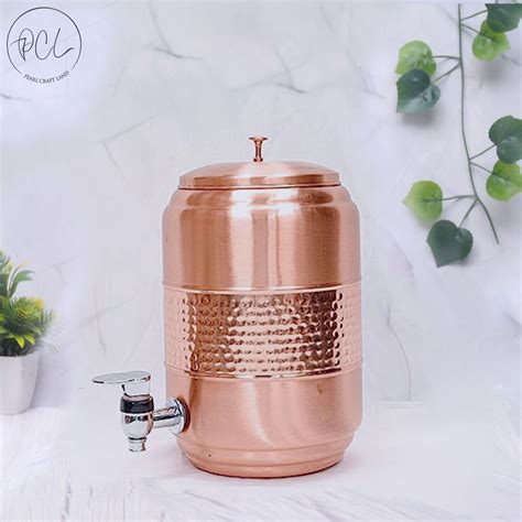Pure Copper 5 Litre Half Hammered Water Dispenser (Matka) 5000ML ...