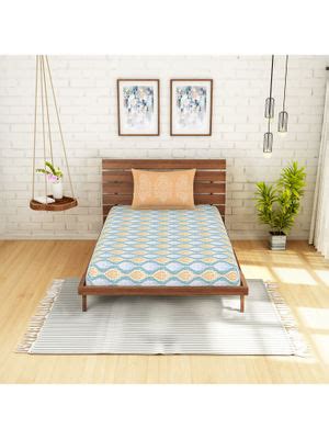 Buy CORE Designed by SPACES Atrium Blue Cotton 210 Tc 1 Single Bedsheet ...