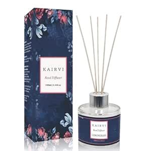 Kairvi Glass Lemongrass Reed Diffuser Set | Free 5 Rattan Reed Sticks ...