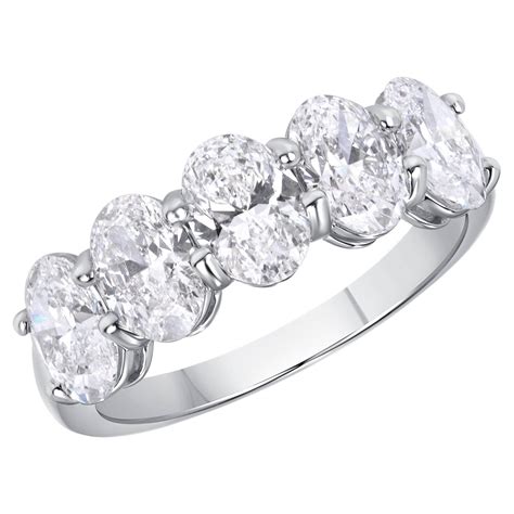 GIA Certified 2.54 CTW. Oval Cut Diamond Half Eternity Band in Platinum ...