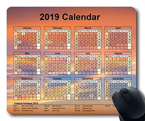 Yanteng 2019 Calendar with Important Holiday Pads,Mouse pad,Starry Sky ...