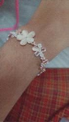 Okos Rose Gold Plated Pink Flowers Link Chain Adjustable Size Charm ...