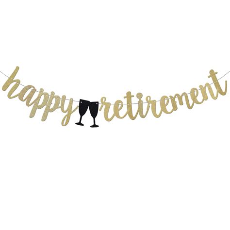 Happy Retirement Banner Retirement Party Decorations Gold Gliter Paper ...