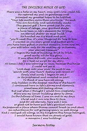 Buy The Invisible House Of God: Purple 6x9 Sermon Notes Journal, Church ...