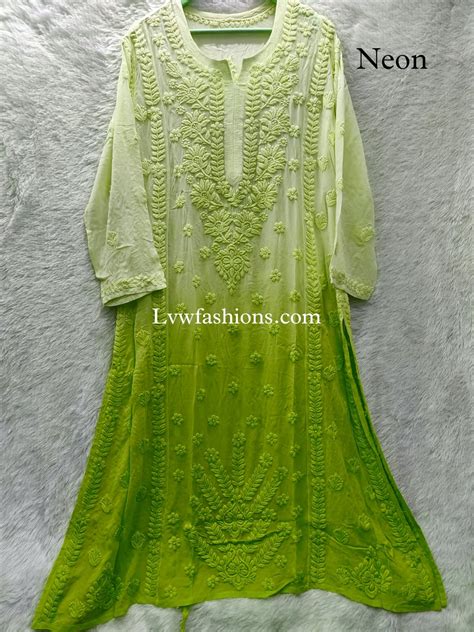 "Heer" In Beautiful Shades Premium Georgette panel Chikankari Kurtas ...