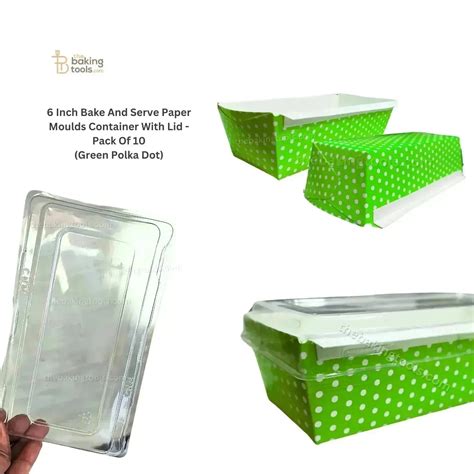 6 Inch Green Polka Dot Bake & Serve Paper Moulds - 10 Pack