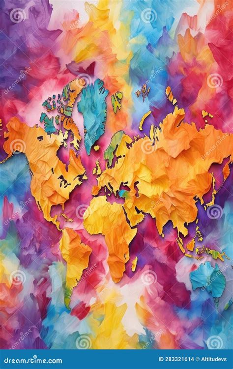 Watercolor World Map with Artistic Brush Strokes Stock Illustration ...