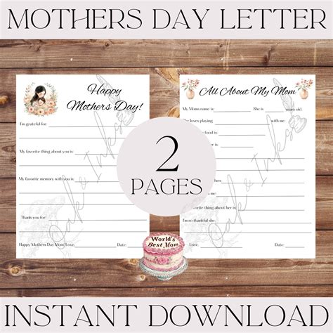 Mothers Day Letters | Gift for Mom | Letters | Fill in the Blank ...