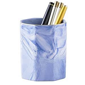 YOSCO Ceramic Desk Pen Holder Stand Marble Pattern Pencil Cup Pot Desk ...