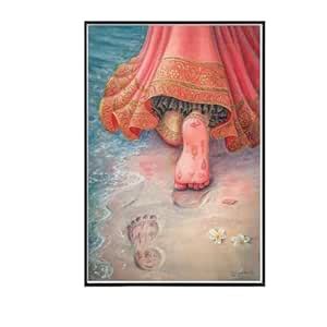 Meejon Radha Rani Ji Charan Frame Painting Photo - Multicolour, 13.5x19 ...