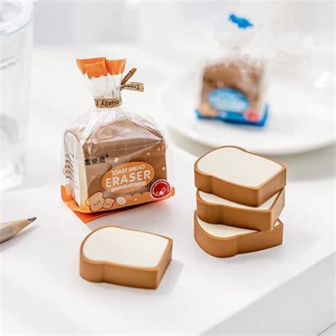VR Creatives 4Pcs Set Toast Bread Erasers, Pencil Erasers, Cute Bread ...
