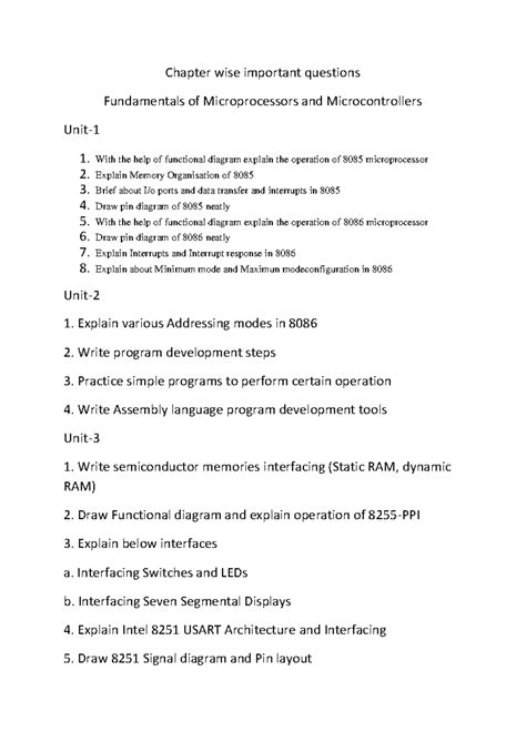 Microprocessors & Microcontrollers Important Questions - Chapter-wise ...