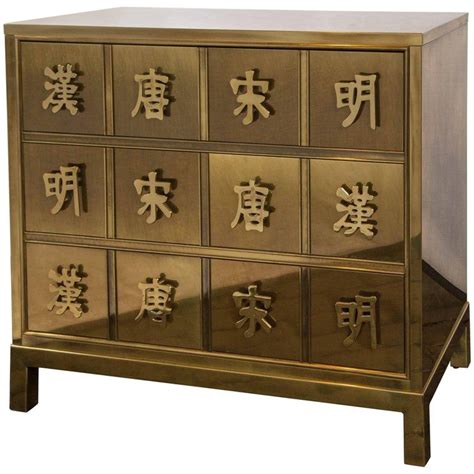 Mastercraft Brass Chest with Chinese Characters | Three drawer chest ...