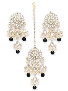 Karatcart Gold Plated Embellished Black Kundan Tassel Earrings with ...