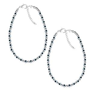 MEENAZ Anklets for women Silver anklets evil eye anklet black blue ...
