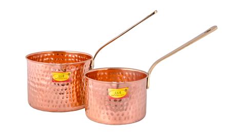 Pure Copper Sauce Pan Tadka Pan | with Heavy Brass Handle Indian Home ...