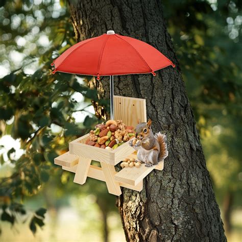 Ikoopy Squirrels Feeder Picnic Table Kit Easy to Install Solid Chipmunk ...