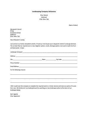 Fillable Online Landscaping Company Reference - Free Links Fax Email ...