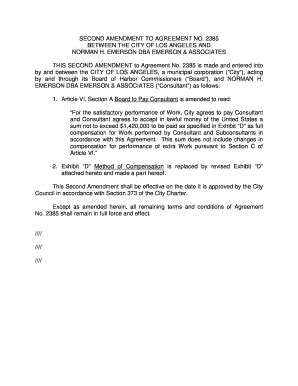 Fillable Online portoflosangeles FIRST AMENDMENT TO AGREEMENT NO - Port ...