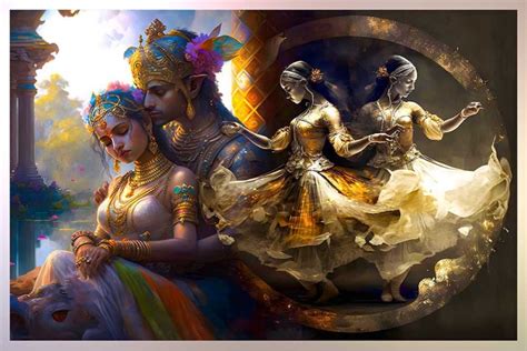 radha krishna with gopis modern painting