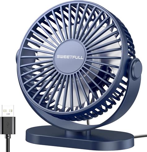 Amazon.com: Gecau Portable Desk Fan, USB Desk Fan, Quiet 3 Speeds Wind ...