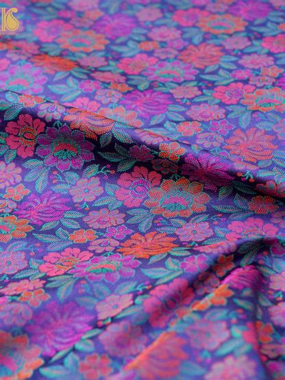 Handloom Banarasi Tanchoi Silk Peonies Fabric – Khinkhwab