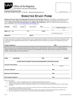 Fillable Online uaa alaska Directed Study revised - University of ...