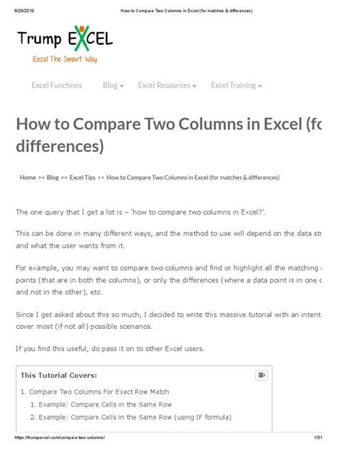 Image result for Compare Two Columns in Excel Find Differences