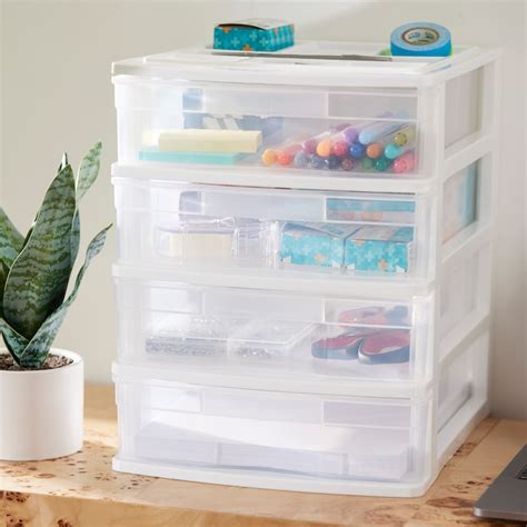 Gracious Living 2 -Pack 4 -Drawers White Stackable Plastic Storage ...