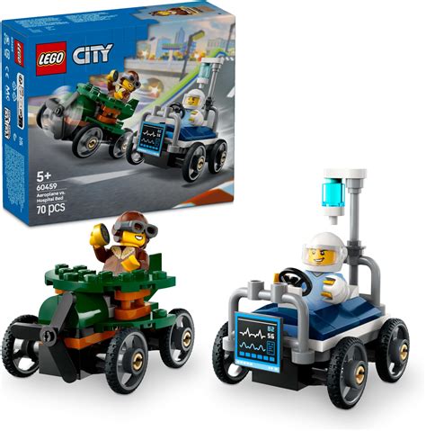 LEGO City Airplane vs. Hospital Bed Race Car Pack Soapbox Racing Toy ...