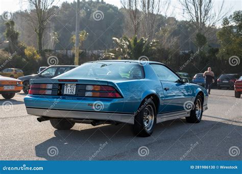 Closeup of a Blue Third-generation Chevrolet Camaro 5.0 Classic Muscle ...