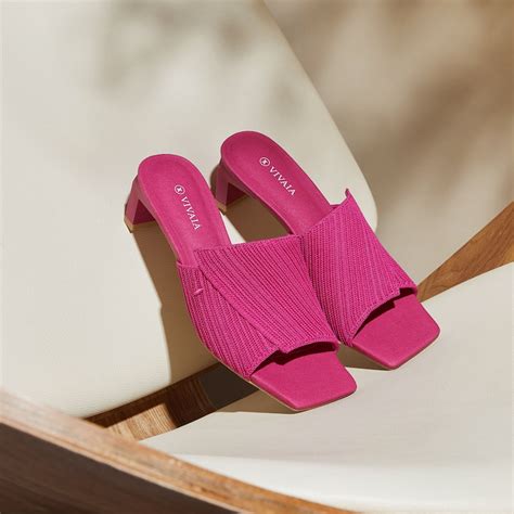 Jade Square-toe Sustainable Heeled Sandals in Pitaya | VIVAIA