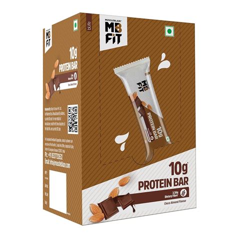 MuscleBlaze 10g Protein Bar (Choco Almond, Pack of 6) | Protein Blend ...