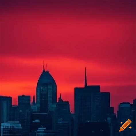 Montreal cityscape with red sky on Craiyon