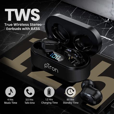 pTron Bassbuds Plus In-Ear True Wireless Bluetooth 5.0 Headphones with ...