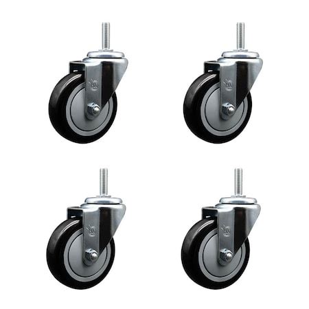 Service Caster 4 Inch Black Polyurethane Wheel Swivel 58 Inch Threaded ...