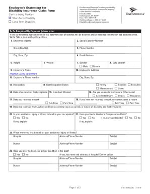 Image result for Disability Insurance Claim Form