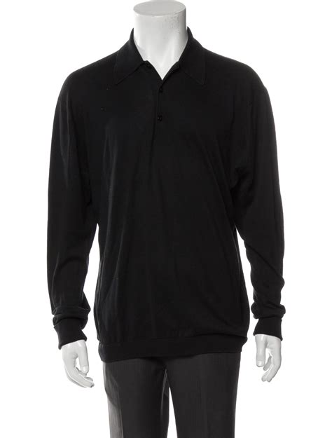 Barney's New York Collar Long Sleeve Polo Sweater - Black Sweaters ...