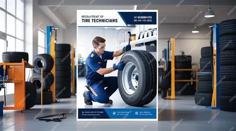 Tire technician on work poster for advertising job vacancies for tire technicians | Premium AI ...