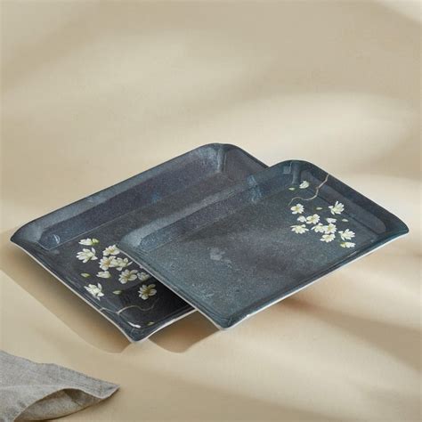 Buy Corsica Azalea Set of 2 Melamine Printed Serving Trays from Corsica ...